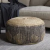 Kapil Jute Round Pouf - Charcoal