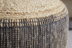 Kapil Jute Round Pouf - Charcoal