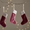 Karru Cotton Velvet Mini Stocking - Red - (Set of 3)