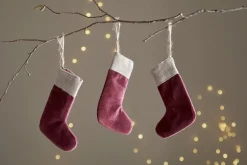 Karru Cotton Velvet Mini Stocking - Red - (Set of 3)