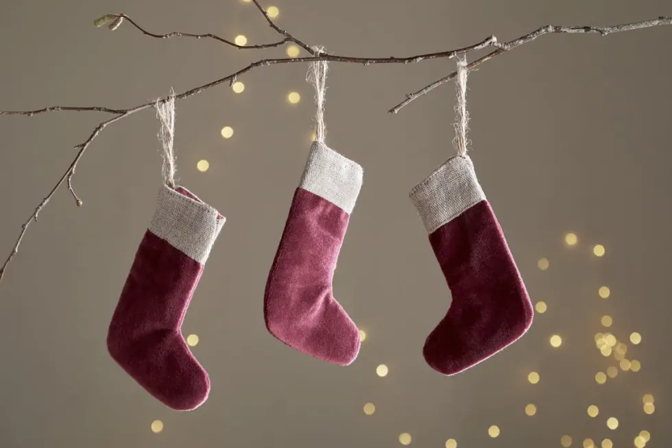 Karru Cotton Velvet Mini Stocking - Red - (Set of 3)