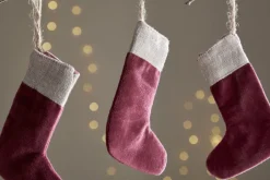 Karru Cotton Velvet Mini Stocking - Red - (Set of 3)