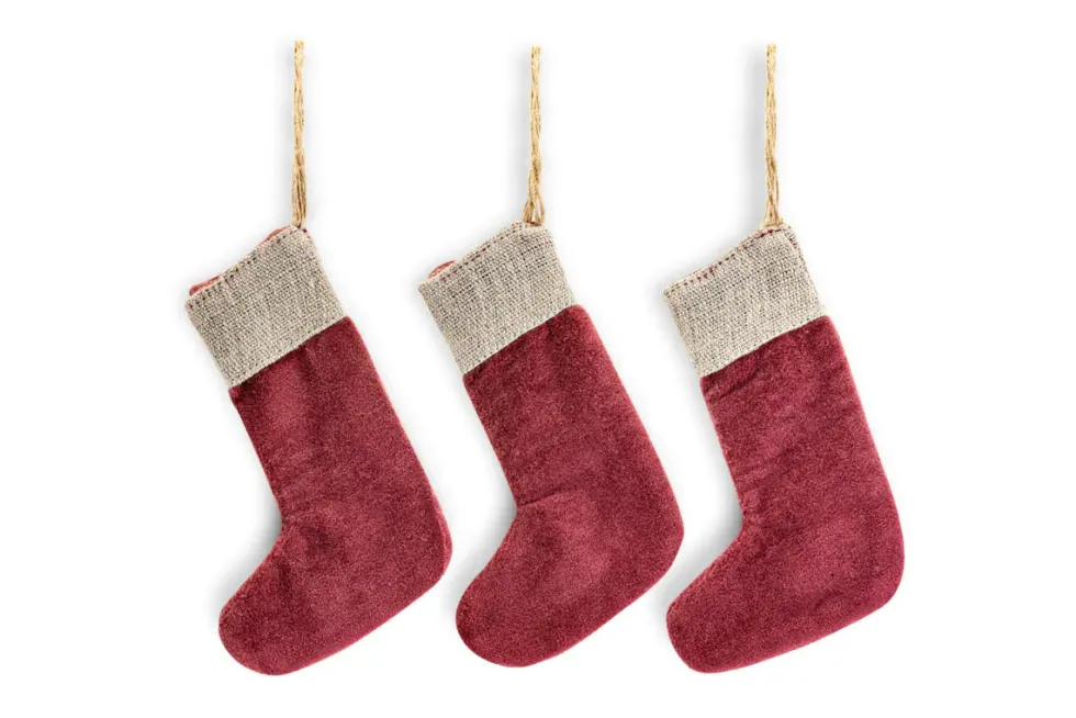 Karru Cotton Velvet Mini Stocking - Red - (Set of 3)