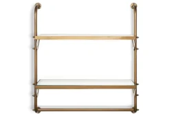 Karura Wall Shelves with Towel Rail - Antique Brass