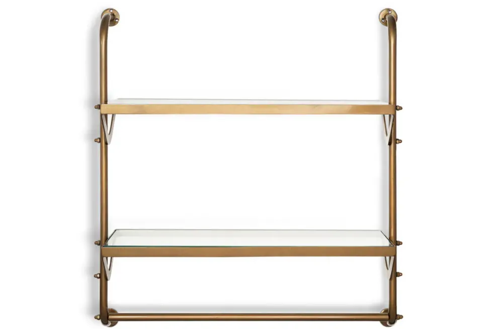 Karura Wall Shelves with Towel Rail - Antique Brass