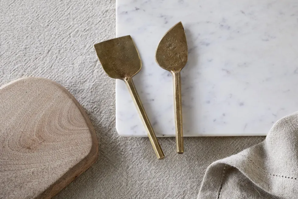 Kasa Cheese Knives - Antique Brass (Set of 2)