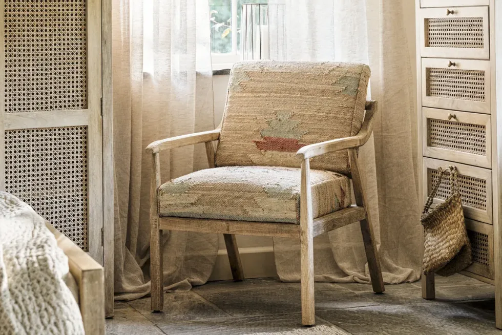 Kavya Kilim Occasional Armchair - Natural