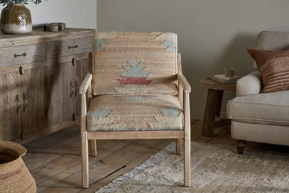 Kavya Kilim Occasional Armchair - Natural