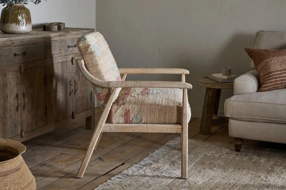 Kavya Kilim Occasional Armchair - Natural
