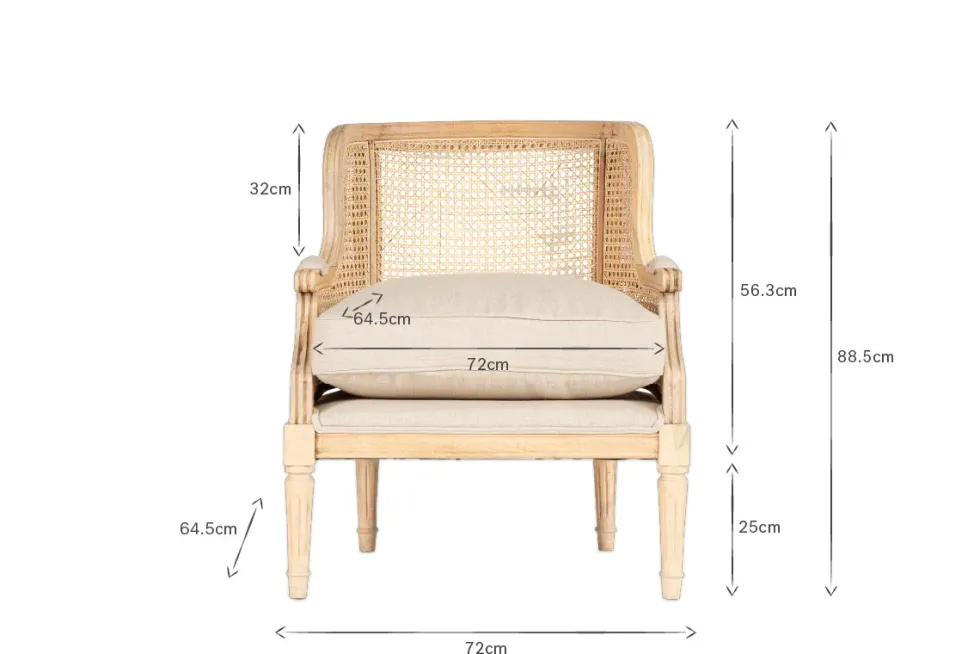Kaziria Cane & Linen Armchair - Natural
