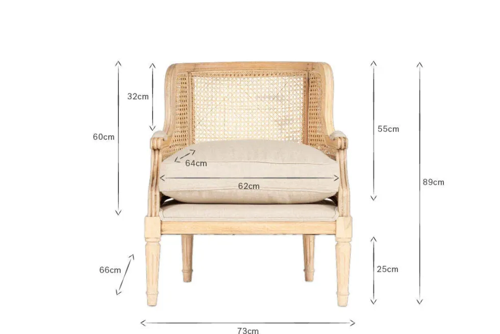Kaziria Cane & Linen Armchair - Natural