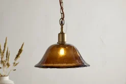 Keju Organic Shape Recycled Glass Pendant - Dark Amber