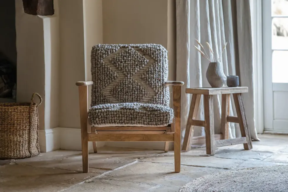 Keya Chunky Weave & Mango Wood Chair - Natural