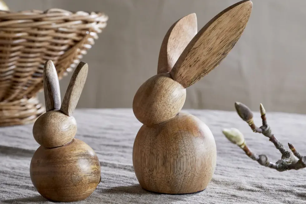 Khara Mango Wood Rabbit Standing Decoration - Natural