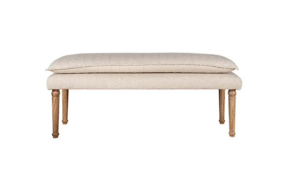 Kiana Cotton Upholstered Bench - Natural