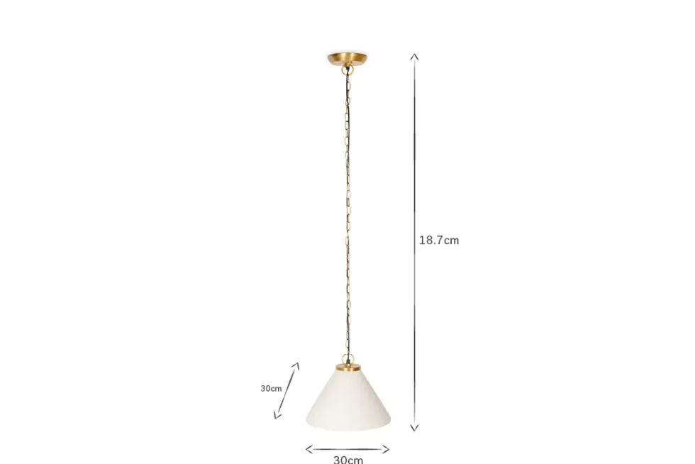 Kiara Organic Shape Ceramic Pendant Light - Off White & Antique Brass