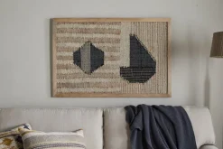Kiran Large Textured Wall Art - Natural & Dark Blue