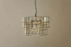 Kirindi Glass Panelled Chandelier - Clear & Antique Brass