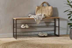 Kiyoma Iron & Wood Low Standing Shelves - Natural
