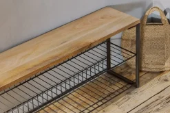 Kiyoma Iron & Wood Low Standing Shelves - Natural