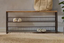 Kiyoma Iron & Wood Low Standing Shelves - Natural