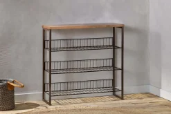 Kiyoma Iron & Wood Tall Standing Shelves - Natural