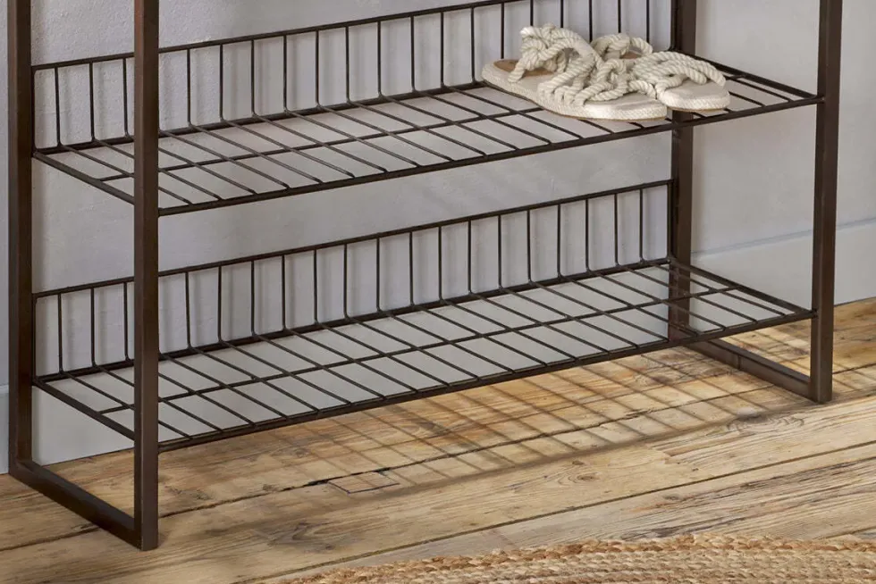 Kiyoma Iron & Wood Tall Standing Shelves - Natural