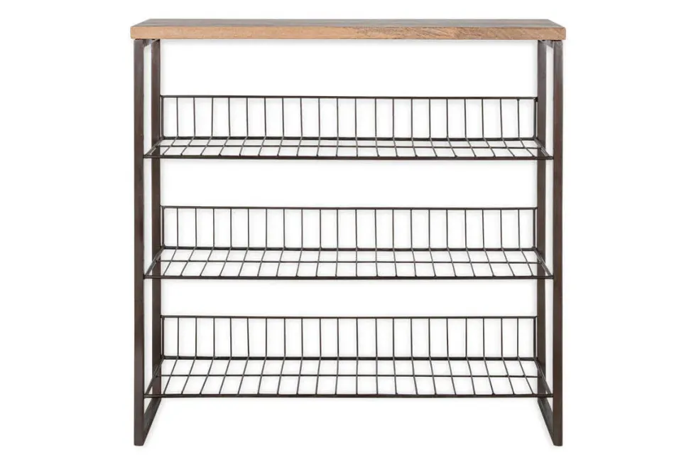 Kiyoma Iron & Wood Tall Standing Shelves - Natural
