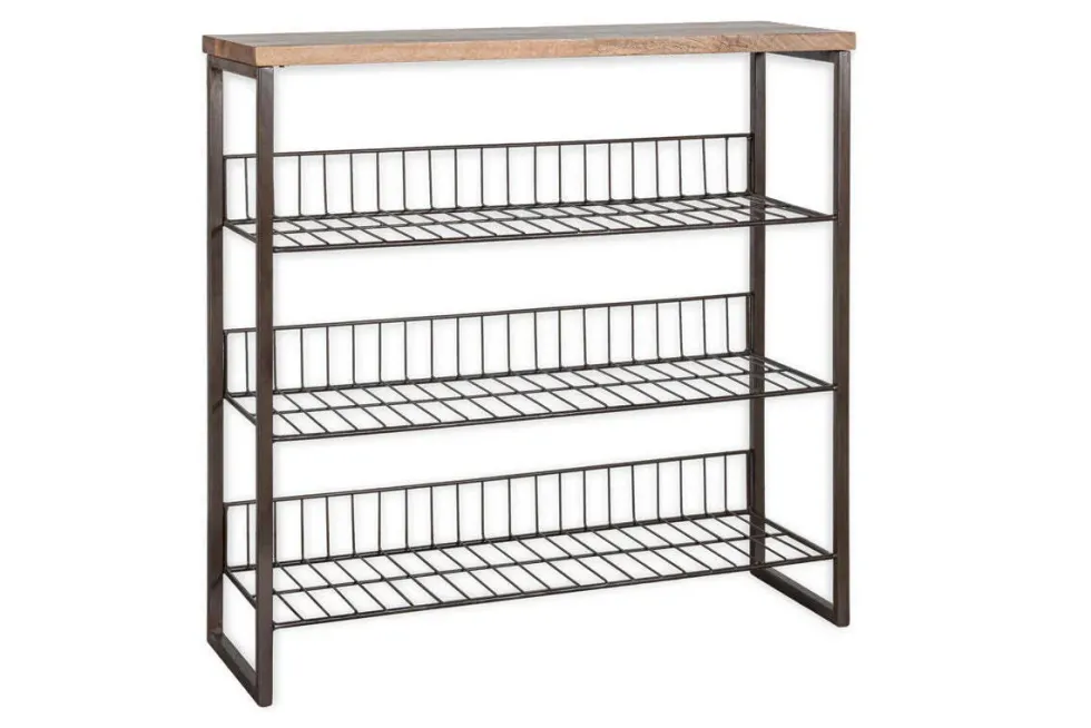 Kiyoma Iron & Wood Tall Standing Shelves - Natural