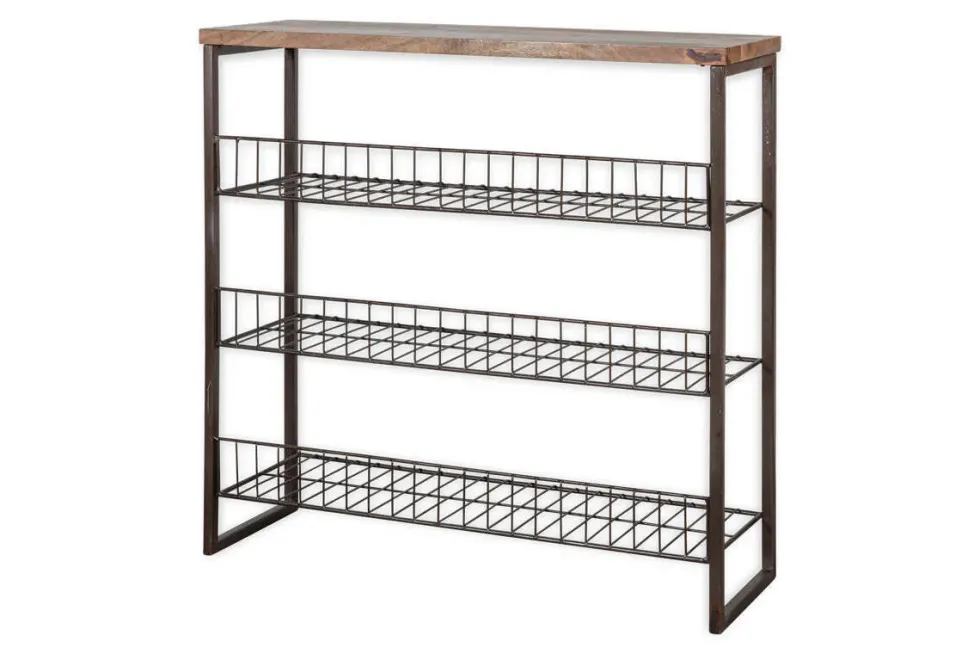 Kiyoma Iron & Wood Tall Standing Shelves - Natural