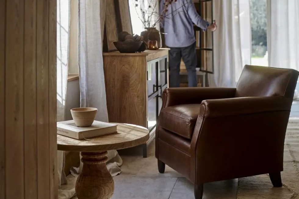 Knada Leather Armchair - Chocolate Brown