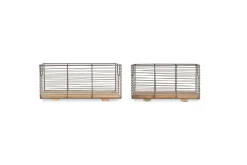 Kochi Iron & Mango Wood Baskets - Brown (Set of 2)