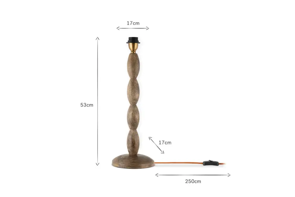 Konali Mango Wood Table Lamp - Ash Stain