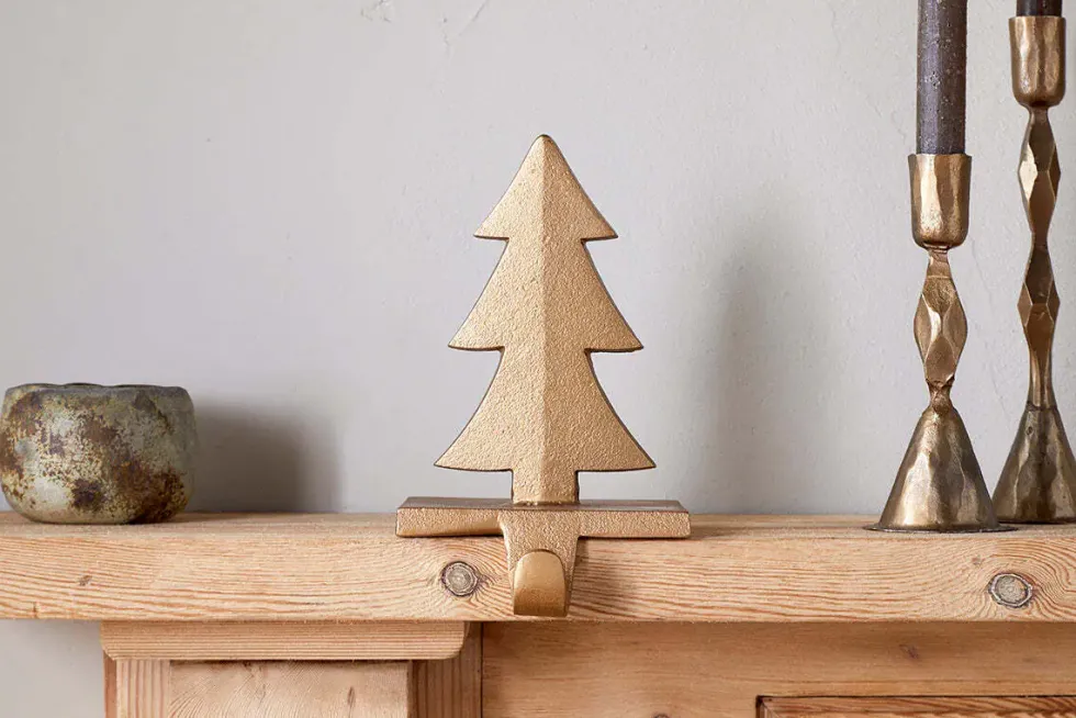 Kotta Stocking Tree Holder - Antique Brass