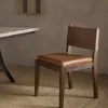 Kusa Mango Wood & Leather Dining Chair - Aged Tan