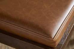 Kusa Mango Wood & Leather Dining Chair - Aged Tan