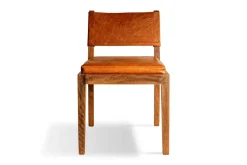Kusa Mango Wood & Leather Dining Chair - Aged Tan