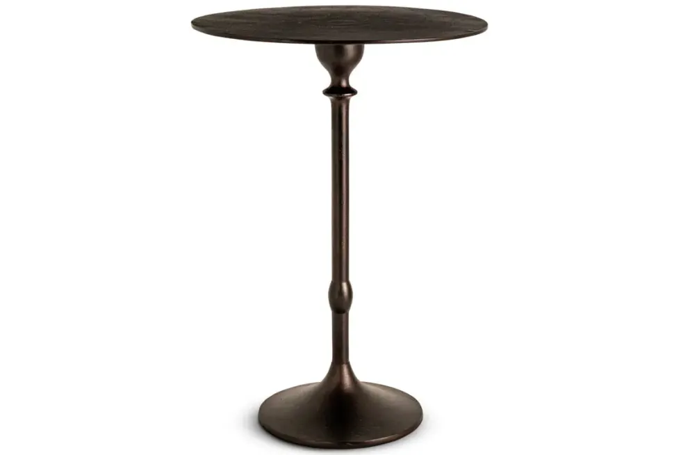 Lahar Cast Metal Tall Side Table - Aged Black