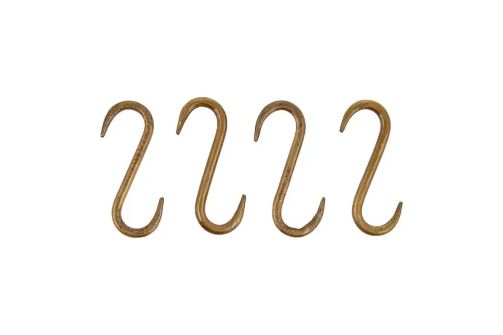 Laila Iron S-Hooks - Brass - (Set of 4)