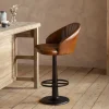 Lal Leather Swivel Counter Chair - Aged Tan