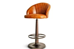 Lal Leather Swivel Counter Chair - Aged Tan