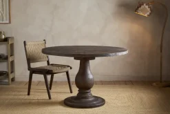 Laya Carved Wood Dining Table - Chocolate Brown