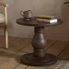Laya Carved Wood Side Table - Chocolate Brown
