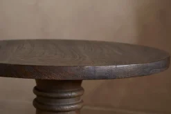Laya Carved Wood Side Table - Chocolate Brown