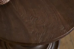 Laya Carved Wood Side Table - Chocolate Brown