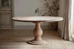 Laya Round Carved Mango Wood Table - Large