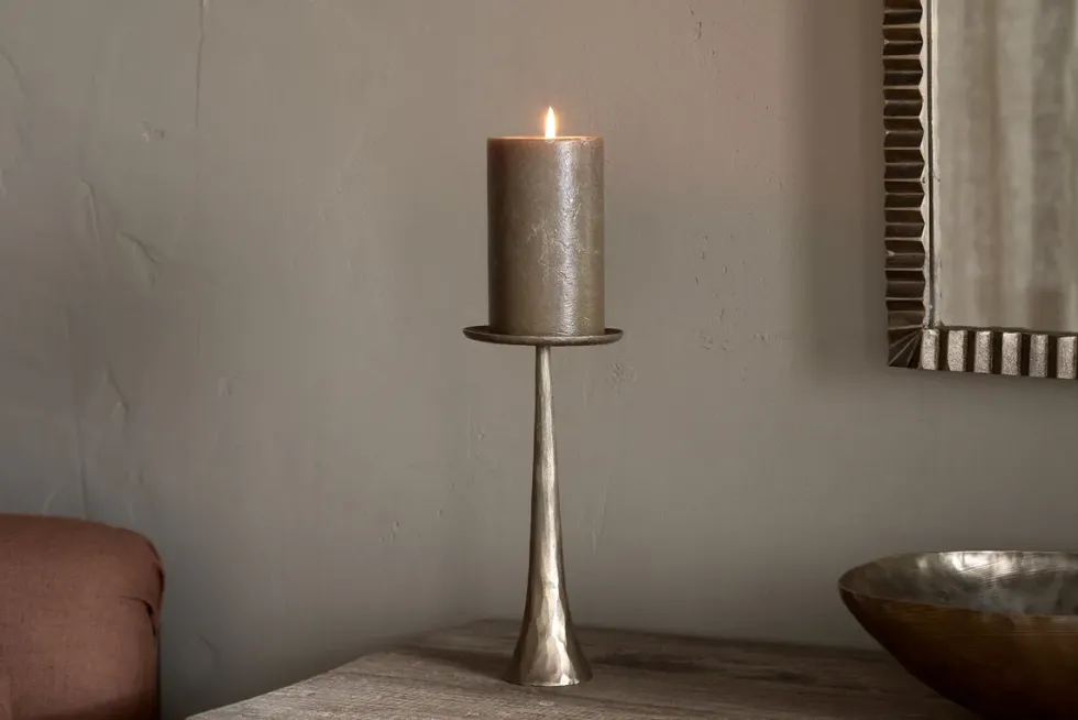 Lora Pillar Candle Holder - Brass