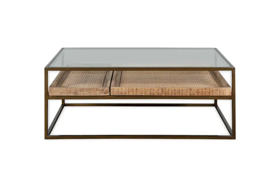 Luzon Iron & Mango Wood Display Coffee Table - Brass