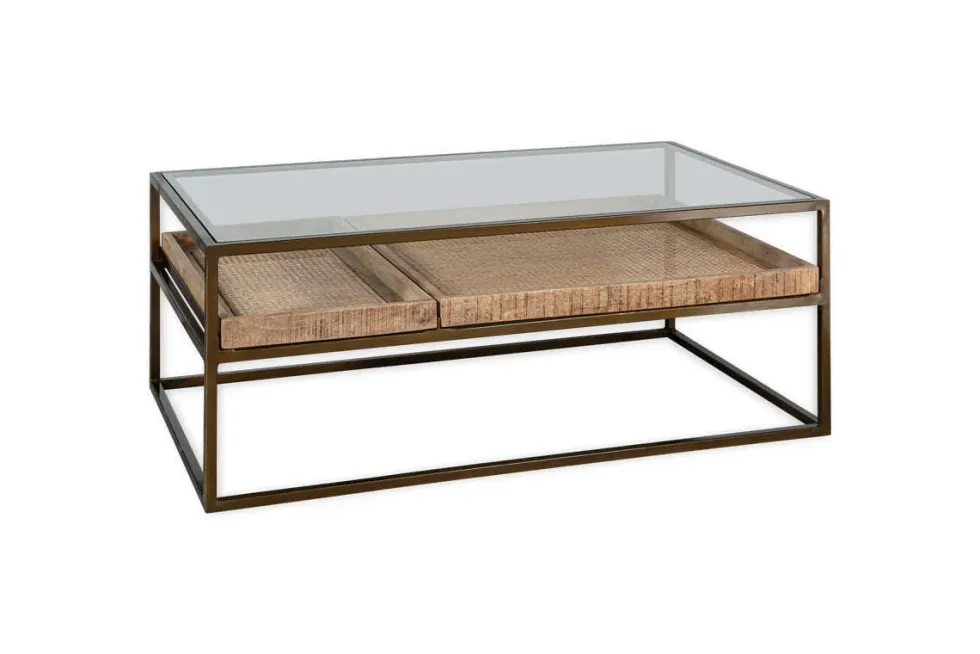 Luzon Iron & Mango Wood Display Coffee Table - Brass