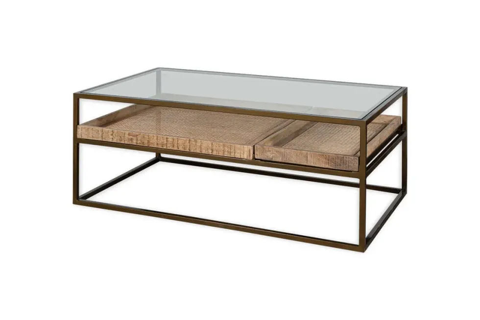 Luzon Iron & Mango Wood Display Coffee Table - Brass